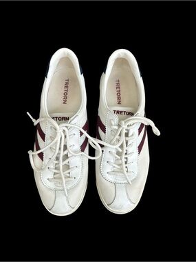 Tretorn White Sneakers with Burgundy Accent